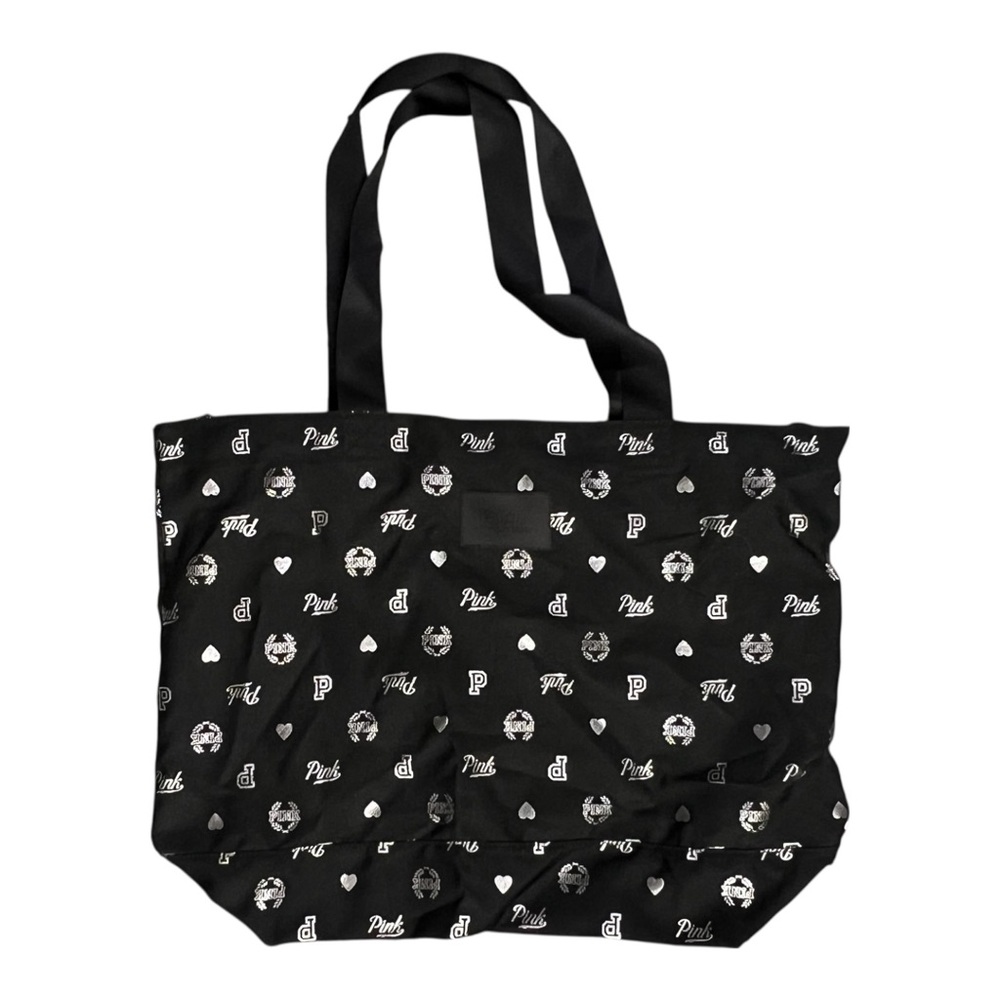 🖤 PINK Victoria’s Secret Black Logo Print Tote Bag
